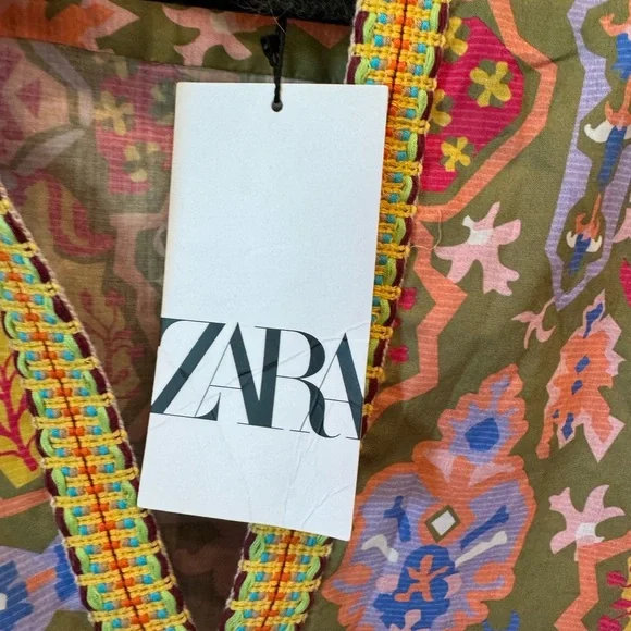 Zara‎ blouse made in Morocco colorful new w tags size small - Picture 4 of 6